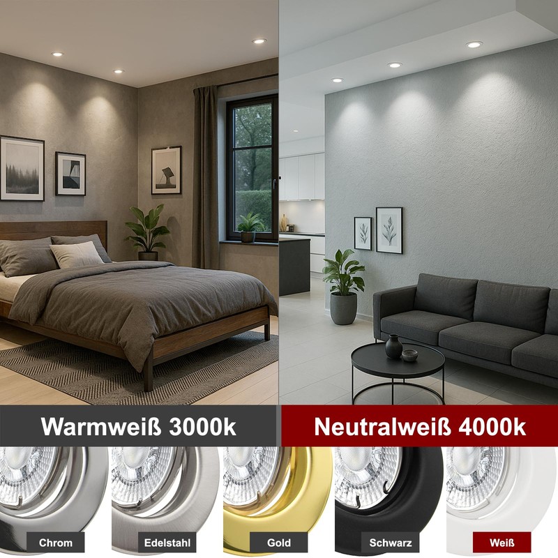 DECORA Recessed Ceiling Spotlight 230 V - Set Includes LED