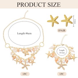 Kinretixia 4-teiliges Set Muschelkette Damen Boho Schmuck, Elegante Boho Kette Mit Muschel Anhänger, Strand Themen Kette Für Meerjungfrau Kostüm, Muschel Schmuck Für Damen