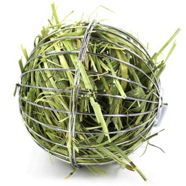 Tfwadmx Rabbit Hay Feeder, Grass Play Hay Ball Chew Toy Stainless Steel Food and Grass Frame Bowls, Small Animals Hay Manger Dispenser for Hamsters Gerbils Chinchillas Guinea Pigs