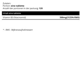 Sowelo Niacinamide - 500 mg I Vitamin B3 High Dose I Vitamin B3 Plays an Important Role in the Transformation of Food into Energy I Without Unwanted Additives I 120 Tablets
