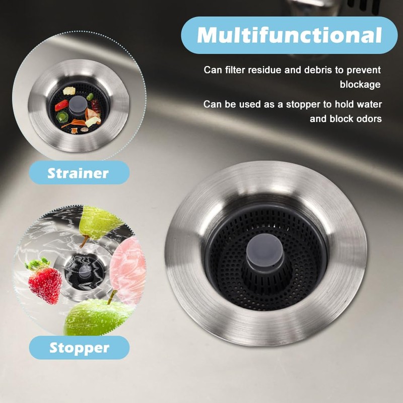 3 in 1 Kitchen Sink Drain Strainer, Sink Bounce Core