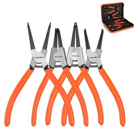 ValueMax 4 PCS Snap Ring Pliers Heavy Duty Set, Circlip Pliers Kit with Straight Bent Jaw Precision Spring Loaded, 7 Inch Internal/External C Clip Tools with Storage Pouch