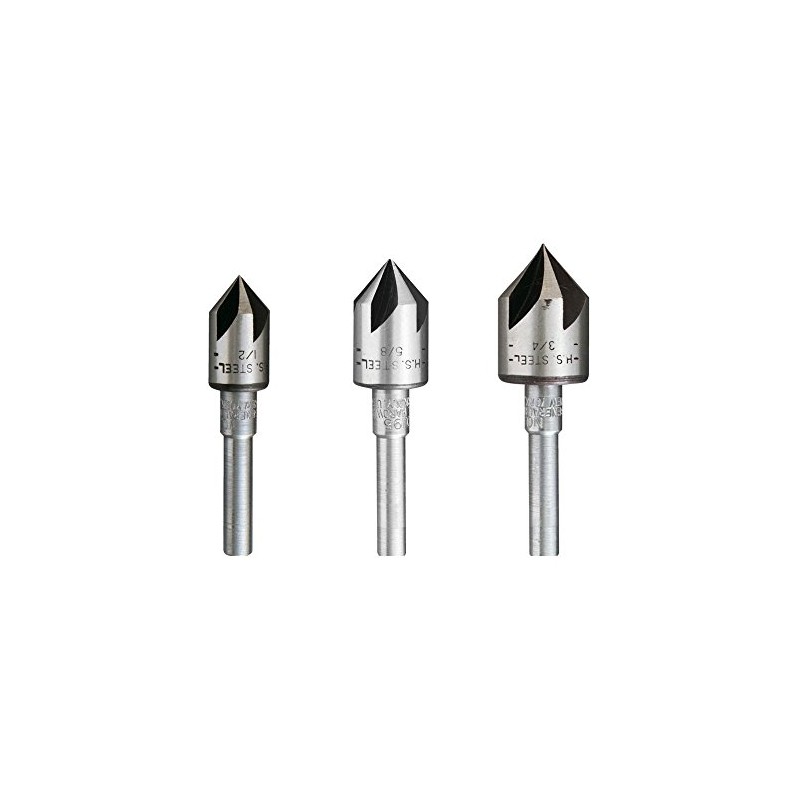 General Tools 3 Piece Countersink Bit Set #195ST, Includes 1/2