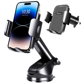 3-in-1 Car Phone Holder, 2025 Upgraded Phone Mount for Car Dashboard Air Vent Windshield, 360° Adjustable Car Phone Mount with Powerful Suction & Clip, Suitable for All iPhone Android Smartphones