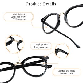 LifeArt Blue Light Blocking Glasses, Anti Eyestrain, Computer Reading Glasses, Gaming Glasses, TV Glasses for Women Men, Anti Glare (Black, No Magnification)