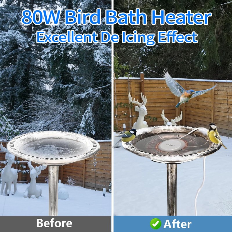 Bird Bath Heater for Outdoors in Winter, 80w Birdbath Heaters