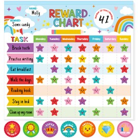 Reward Chart for Kids,Magnetic Behavior Chore Chart for Kids at Home,26 Rainbow Blue Chore Charts,1960 Star Stickers,56 Reward Stickers,Incentive Chore Chart to Develop Responsibility and Good Habits