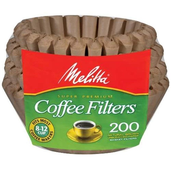 Melitta 62957 8 to 12 Cup Natural Brown Basket Coffee Filters 200 Count (Pack of 2) - New Version