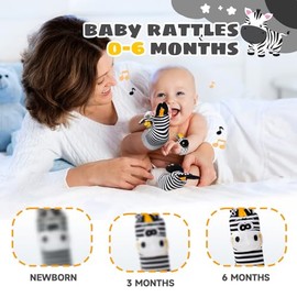 Baby Toys 0-6 Months,High Contrast Baby Toys for Newborn,Black and White Toys,Infant Rattle Socks and Wrist Toy,Newborn Toys 0 3 Months Brain Developm