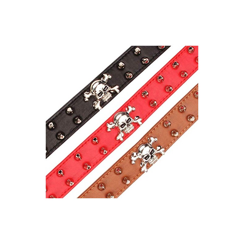 haoyueer Leather Dog Collar 2 Rows Round Rivets Studded PU