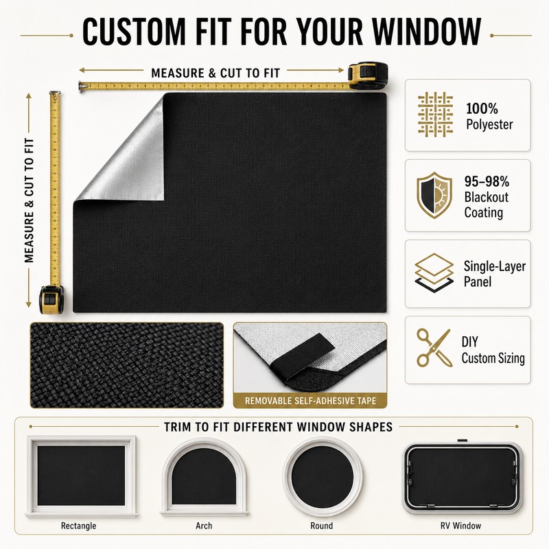 95-98% Blackout Self-Adhesive Window Curtain Cloth Shade
