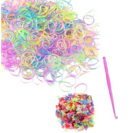 Tuilful 600+ Glow in Dark Loom Bands Refill Pack with Hook Tool and Colorful S Clips Art Craft Refills for DIY Bracelet Making Refill Kit (600+)