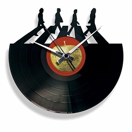 DISCOCLOCK - The Beatles Clock Made from 100% Recycled Vinyl, Noiseless, Easy to Hang, 30 cm, Black Fans