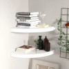 2 PCS White MDF Floating Corner Shelves 13.8\"x13.8\"x1.5\" Wall &