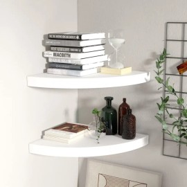 2 PCS White MDF Floating Corner Shelves 13.8\"x13.8\"x1.5\" Wall & Display Shelvescolor: White1