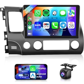 8Core 6G+128G Android 13.0 Car Stereo for Honda Civic 2006-2011 with Wireless Carplay/Android Auto, 10.1 inch 1280 * 720 Touchscreen Radio, WiFi 4G/GPS/Bluetooth 5.0/AM FM/DSP Audio/SWC/HD Camera