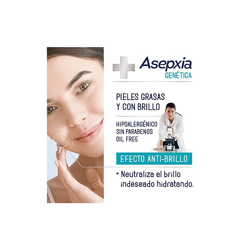 Asepxia GENÉTICA, Crema MATIFICANTE Hidratante, dermatológicamente probada, para pieles con