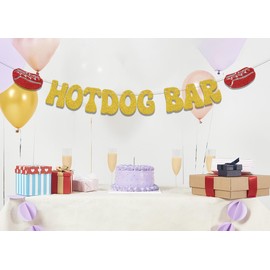 Hotdog Banner, decoración de fiesta de cumpleaños de Hotdog, decoración de fiesta de cumpleaños, comida y fiesta, construye tu propio letrero de perro caliente, suministros de fiesta para el hogar,