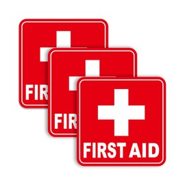 3PCS First Aid Sign Sticker for Home，Self-Adhesive Waterproof First Aid Decals for First Aid Boxes, Emergency First Aid Kit Supplies for Car, Office or Business 5.5Inch