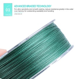 Goture Braided Fishing Line Superpower Abrasion Resistant Fishing Line Blackish Green
