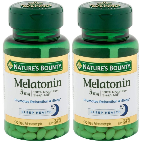 Nature's Bounty Melatonin 5mg, 90 Softgels (Pack of 2)