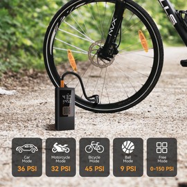 Vieshful Tire Inflator Portable Air Compressor with Power Kit, 150PSI Portable Air Pump with Digital Pressure Gauge, LED Light, Car Accessories, Cordless Tire Inflator for Car, Motorcycle, Bike, Ball