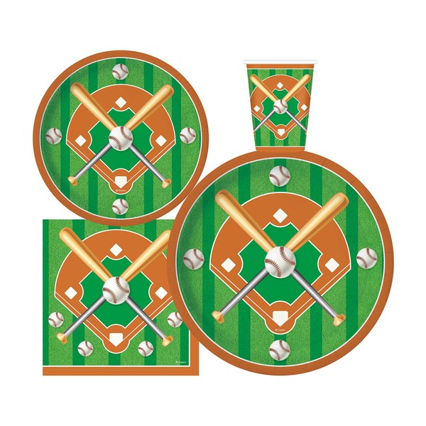 Oojami Serves 30 Complete Party Pack Baseball 9" Dinner Paper