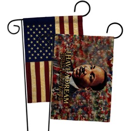 Angeleno Heritage I Have A Dream Porch Flag Banner Pack Wall Art Patio Lawn Garden Room Yard Decorations Outdoor Burlap Tapestry Black History Month African American Heritage Gifts, Made in USA