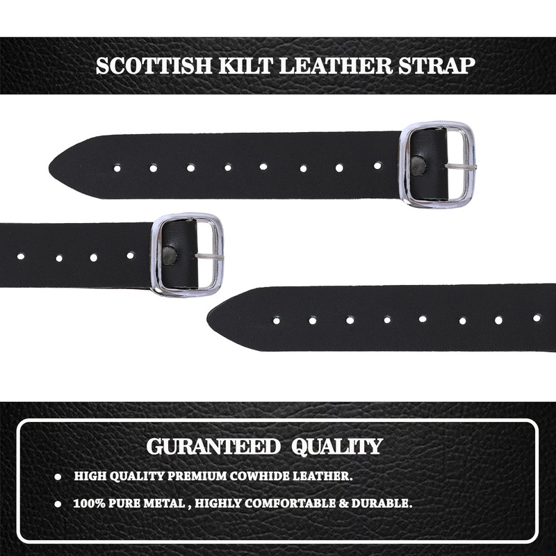 Mens Kilt Leather Straps Extender with Buckles, 1.25 Inch Wide