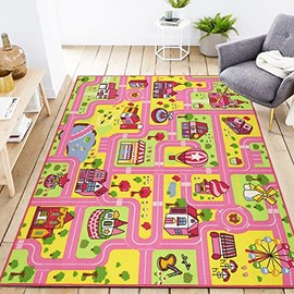 Capslpad Kids Play Rug 6.6x5.0 ft Large Size Kids Rug for Playroom Non Slip Washable Kids Car Road Rug Educational Learning Area Rug Children Play Carpet for Bedroom,Classroom,Nursery Room Decor