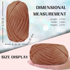 2 PCS T-Shirt Yarn Elastic Fabric Crochet Cloth Yarn for DIY Knitting, Spaghetti Yarn Thick Knitting Yarn for Hand DIY Bag Blanket Cushion Crocheting Projects,Home Decor (Khaki)