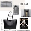 pokiele Tote Bag, PU Leather, Compatible with A4, Business, Casual,