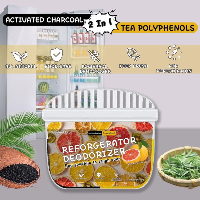 Refrigerator Deodorizer, Newly 2-in-1 Fridge Deodorizer, More Effective Than Baking