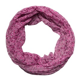 beybey® Delicate women's loop scarf made from a very fine material made of silk and cotton and in exclusive colours., Flowers pink