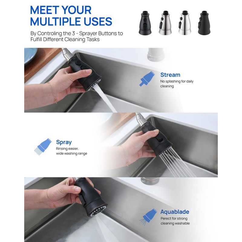 J-HVA Oil Rubbed Bronze Pull Down Kitchen Faucet Head Replacement