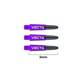 WINMAU Dart Shaft - Vecta Polycarbonate Dart Shafts - 1 Set per Pack (Total 3 Dart Shafts) - Professional Dart Accessories - Purple & Black Short Shafts