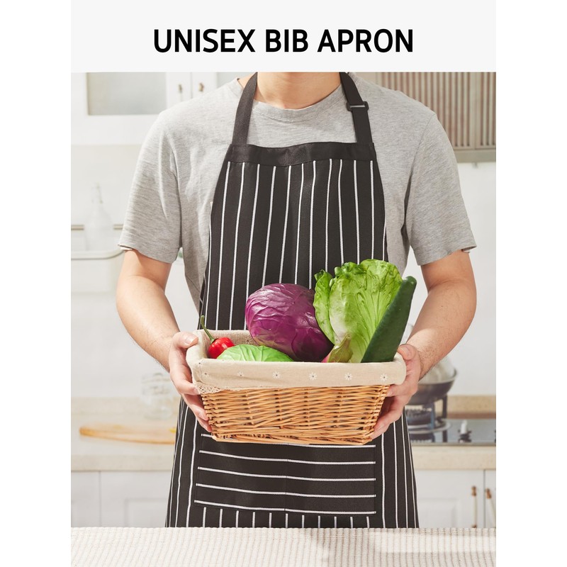 Syntus 2 Pack Adjustable Bib Apron with 3 Pockets Cooking
