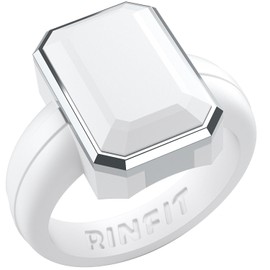 Rinfit Women's Silicone Rings - Anniversary Ring or Promise Ring for Her - Emerald Rubber Wedding Bands - White/Metal Silver, Size 7