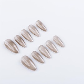 Jelly color Almond press on nails, Jelly Nail Polish, semi-transparent nail for Christmas, Birthday, Prom Event (Black, M)