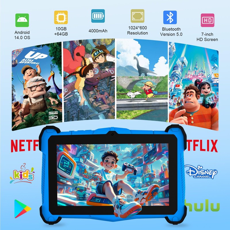YATIOM 7 Inch Android 15 Kids Tablet, 10GB RAM 64GB
