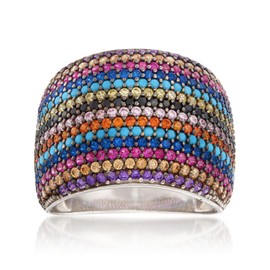 Ross-Simons 2.00 ct. t.w. Multicolored CZ Ring in Sterling Silver. Size 9