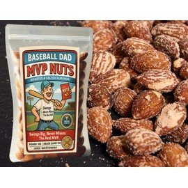 Baseball Dad MVP Nuts, Funny Gag Gift for Sports Dads and Moms, Roasted Almond Snack for Father's Day, Game Day or Birthday, Salty and Bold, Made in USA