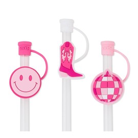 Swig Straw Toppers Set, 3 Reusable Straws with 3 Silicone Straw Covers, Straw Cover Cap with Customizable Straw Length, Compatible with 40oz Tumblers, Tumbler Accessories (Let's Go Girls)