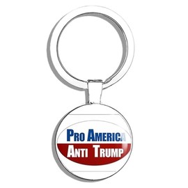 Oval PRO America Anti Trump (not My president Resist) Double Sided Stainless Steel Keychain Key Ring Chain Holder Car/Key Finder
