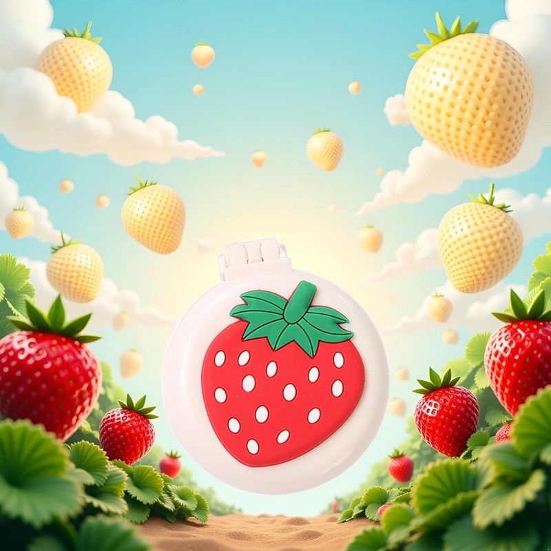 Strawberry Travel Hair Brush, Folding Round Massage Brush with Mini