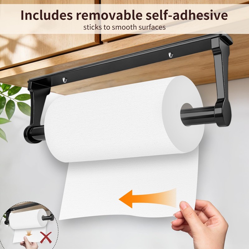 Magnetic & Adhesive Paper Towel Holder for Refrigerator Side, No