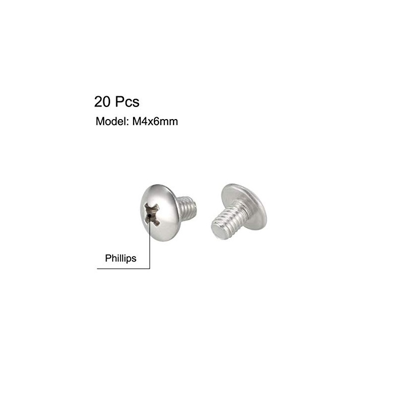 sourcing map Machine Screws, M4x6mm Phillips Screw, 304 Stainless Steel,
