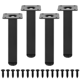 4 Pcs Adjustable Furniture Legs, 0-15mm Adjustable Table Legs, 15cm/6 Inch Metal Furniture Feet Support Legs for Kitchen Cupboard Cabinet Bed Chair Desk Sofa Coffee Table Breakfast Bar Legs Feet