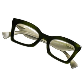 AQWANO Reading Glasses Women Blue Light Blocking Computer Oversized Readers Fashion Square Design with Spring hinge,Dark Green 1.25