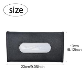 Car Visor Tissue Holder, PU Leather Napkin Box, 2-Pack, Black